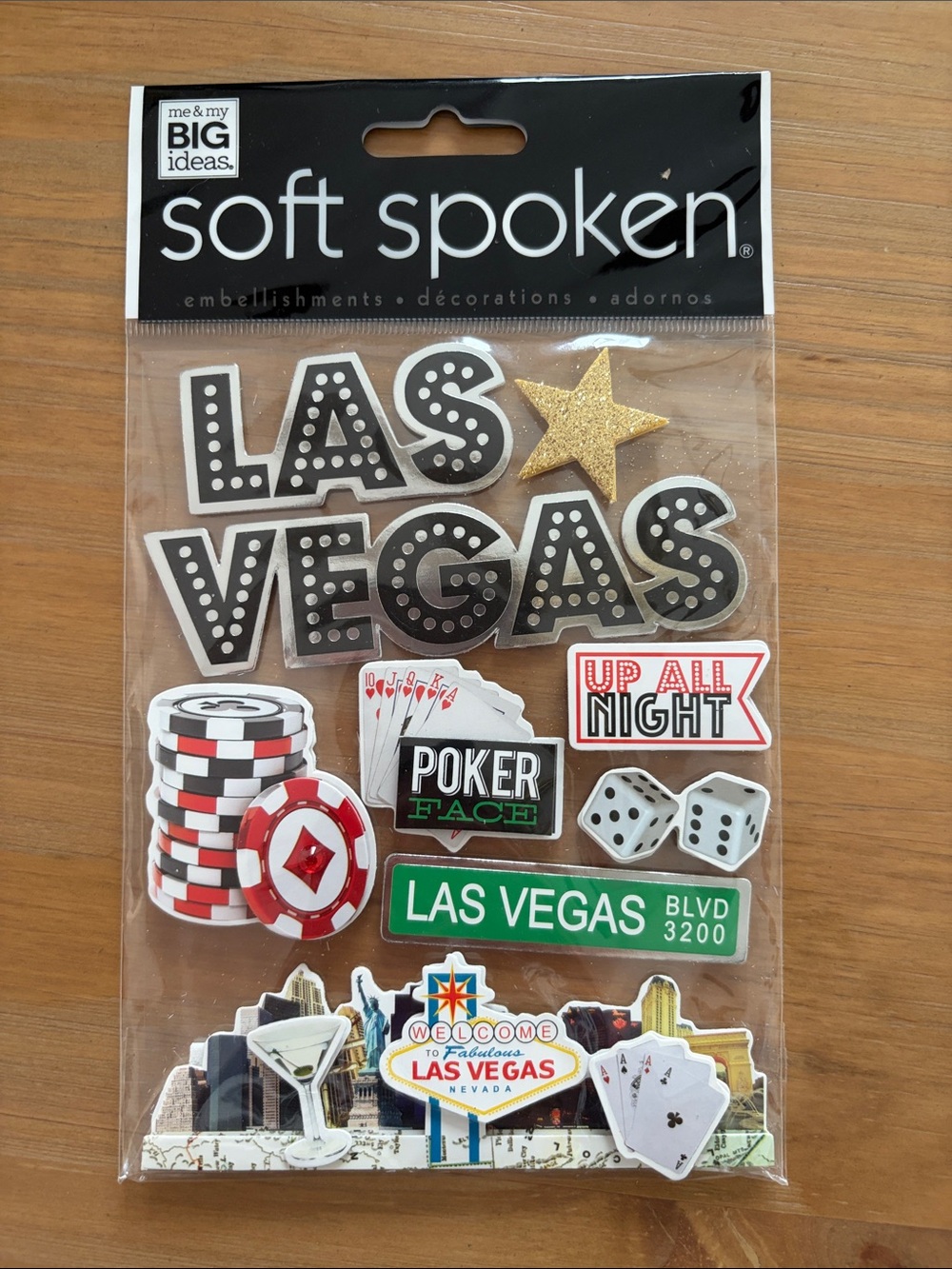 Me & My Big Ideas Las Vegas Soft Spoken Themed Embellishments Sticker Pack